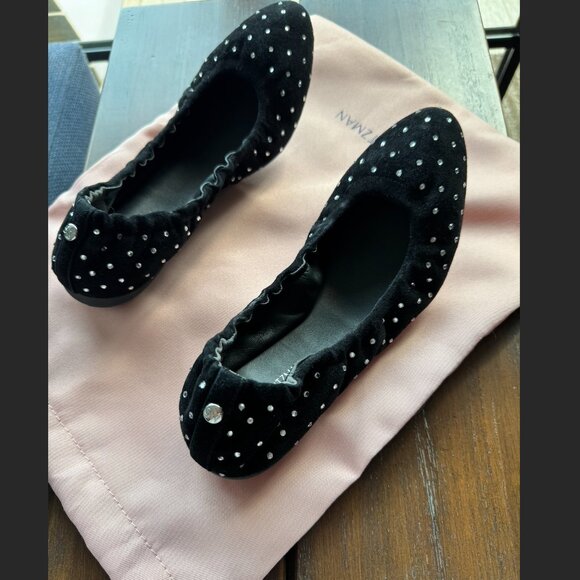 Stuart Weitzman - Bling Crystal Embellished Suede Ballet Flats -- Size 6 - Picture 3 of 7